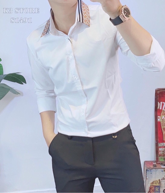 [NEW ARRIVAL] ÁO SƠ MI LỤA NAM SOÁI CA THÊU VIỀN CÕ - THƯƠNG HIỆU CAO CẤP BASIC TRẮNG/ĐEN | BigBuy360 - bigbuy360.vn
