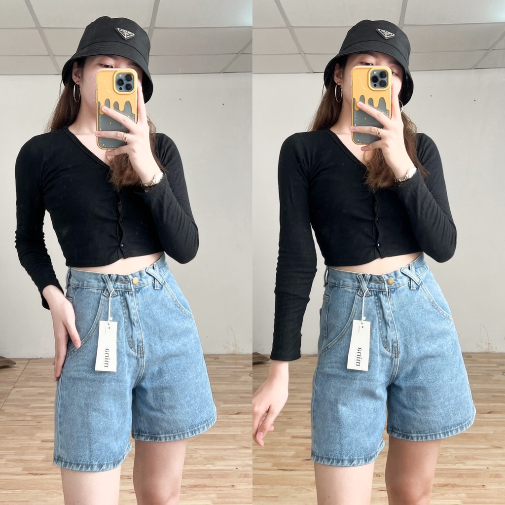 Quần Short Jeans Ngố Lửng Dây Săn Chéo Kiểu ULZZANG [MẪU MỚI]
