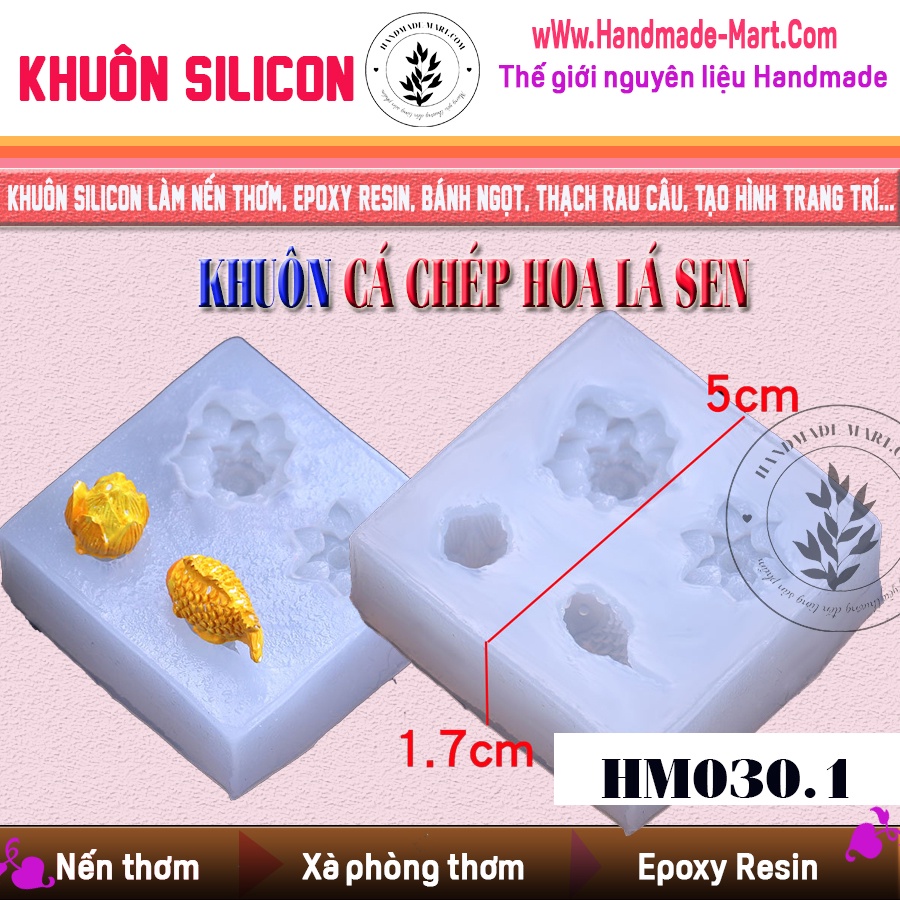 Khuôn silicon 3D cá chép hoa sen tạo hình trang trí độc đáo chuẩn DIY - HM030