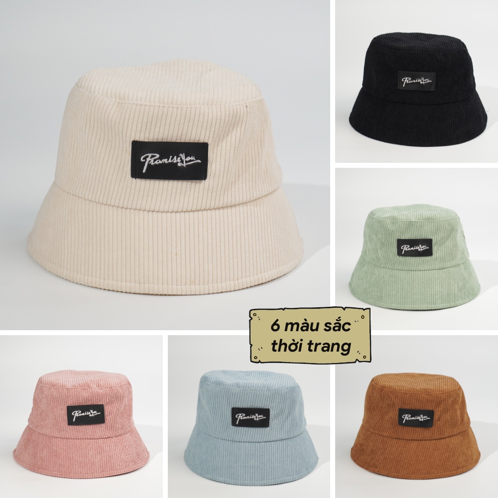 Nón tai bèo cụp ❤️Mũ bucket thêu chữ PromissYou chất nhung tâm cao cấp form unisex N42