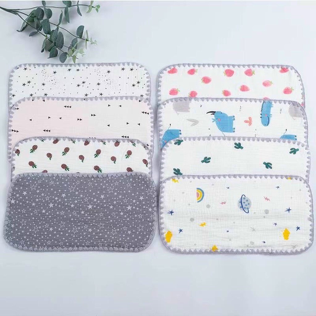 Gối cho bé sơ sinh xô nhăn cotton 10 lớp, cao cấp mềm mịn thoáng mát thấm hút mồ hôi tốt cho bé từ 0 – 1 tuổi (25x40cm)