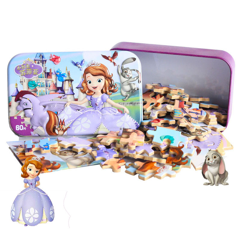 Mảnh ghép Disney 60 mảnh công chúa nhỏ Sophie hộp sắt xếp hình đồ chơi trẻ em