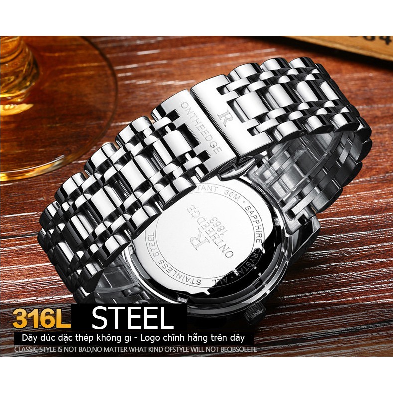 ĐỒNG HỒ NAM ONTHEEDGE RZY031 THỜI TRANG CHÍNH HÃNG, TẶNG HỘP FULL BOX, BẢO HÀNH 1 NĂM | BigBuy360 - bigbuy360.vn