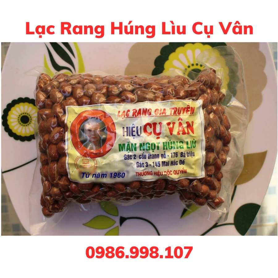 Lạc Rang Húng Lìu Cụ Vân Chính Hiệu 500g - Lạc Trắng, Thơm, Giòn, Ngon - Món Ăn Vặt Tốt Cho Sức Khỏe