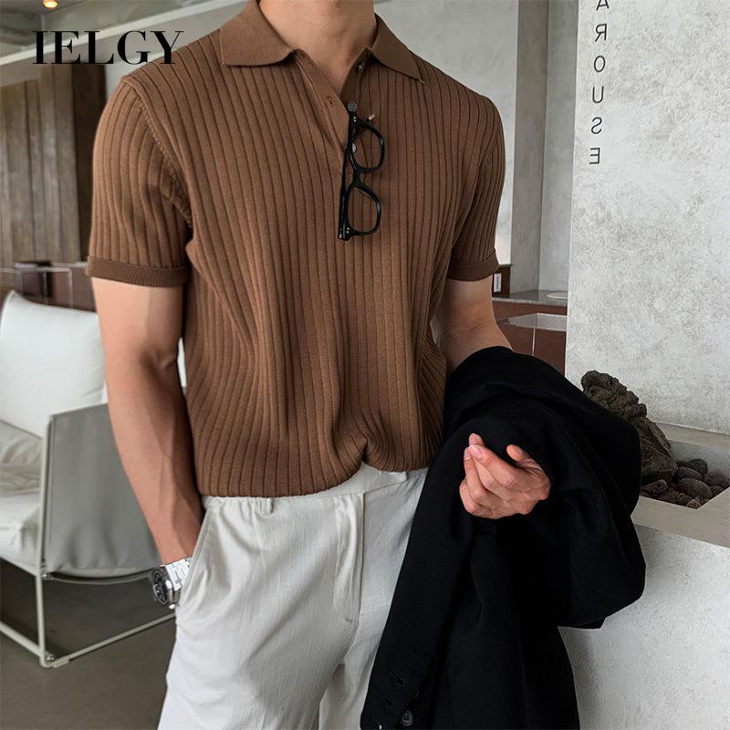 Áo kiểu polo IELGY tay ngắn phong cách Hong Kong thời trang dành cho nam