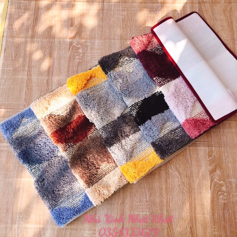 Thảm lau chân chất len lông đế cao su thấm nước mẫu ziczax