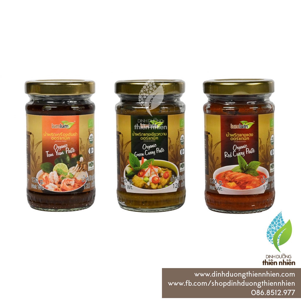 Sốt Cà Ri Hữu Cơ, Sốt Tom Yum Hữu Cơ Lum Lum Organic Curry Paste, Tom Yum Paste, 120g