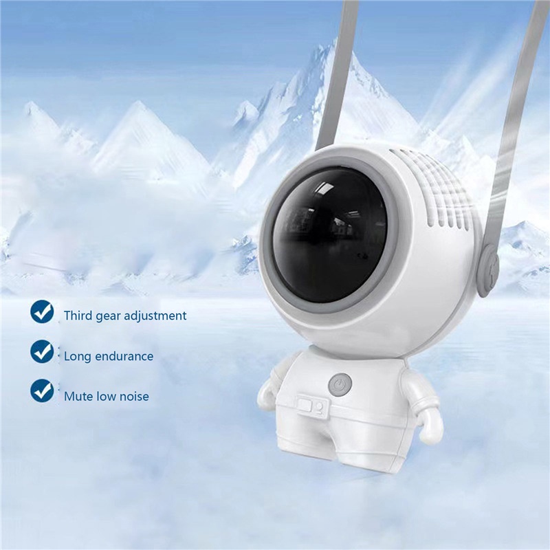 Quạt làm mát đeo cổ không cánh quay sạc cổng USB hình phi hành gia sáng tạo