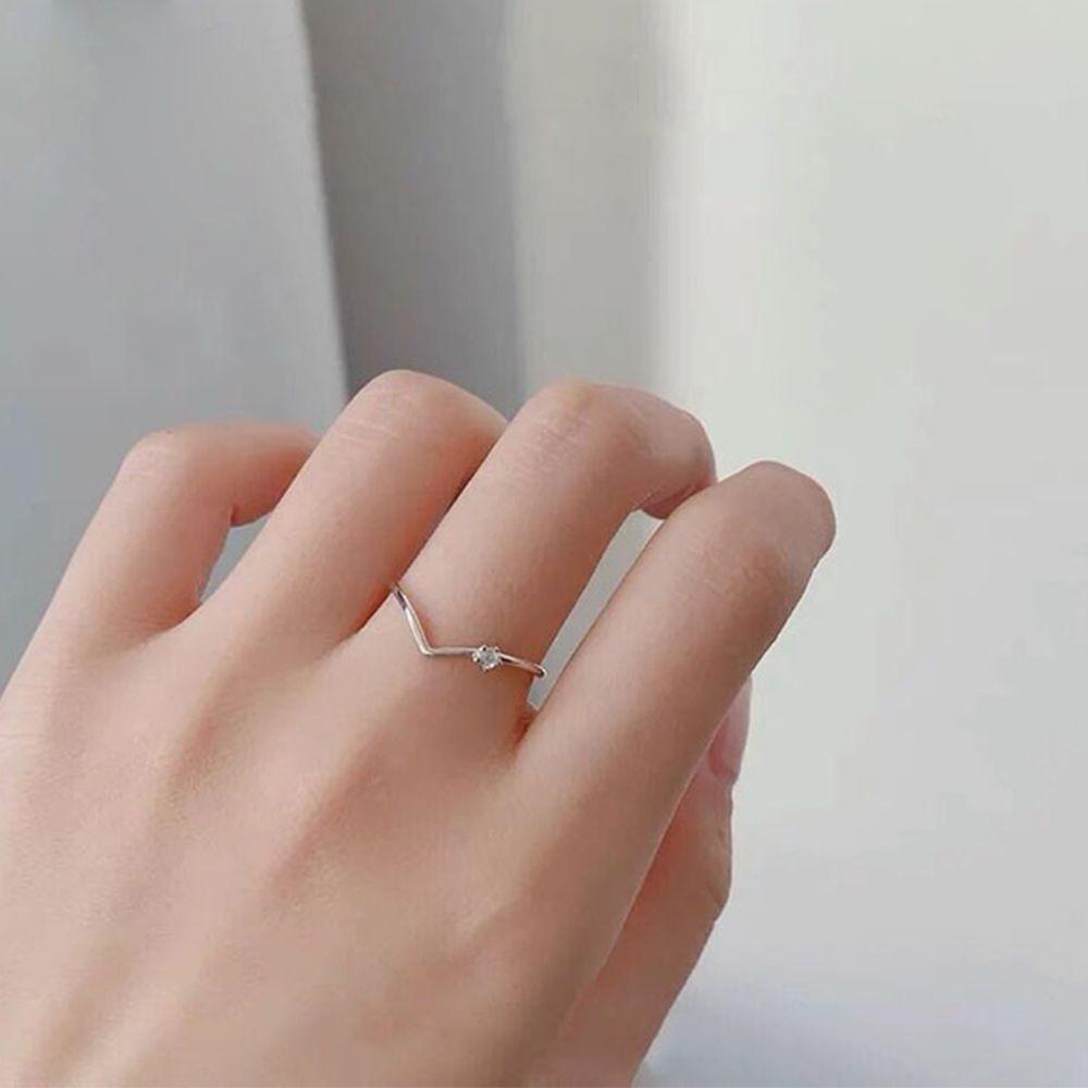 Nhẫn VANES1 Chữ V Thiết Kế Đơn Giản Ngọt Ngào Phong Cách Hàn Quốc Cho Nữ