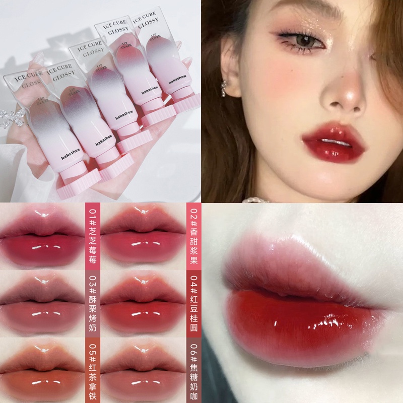 (Hàng Mới Về) Kakashow Son Bóng Hiệu Ứng 3D Kháng Nước Và Lâu Trôi Độc Đáo Nude Nhạt Mềm Mượt Nuôi Dưỡng Môi Chống Thấm Nước 6 màu