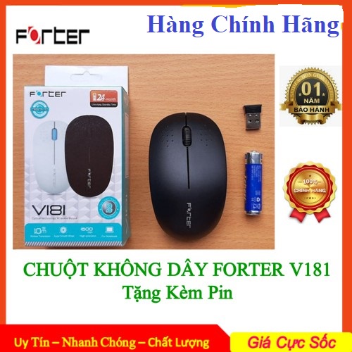 (Mới) Chuột Không Dây FORTER V181 - Tặng Kèm Pin - Siêu Nhạy - Hàng Chính Hãng 100%, Full Box