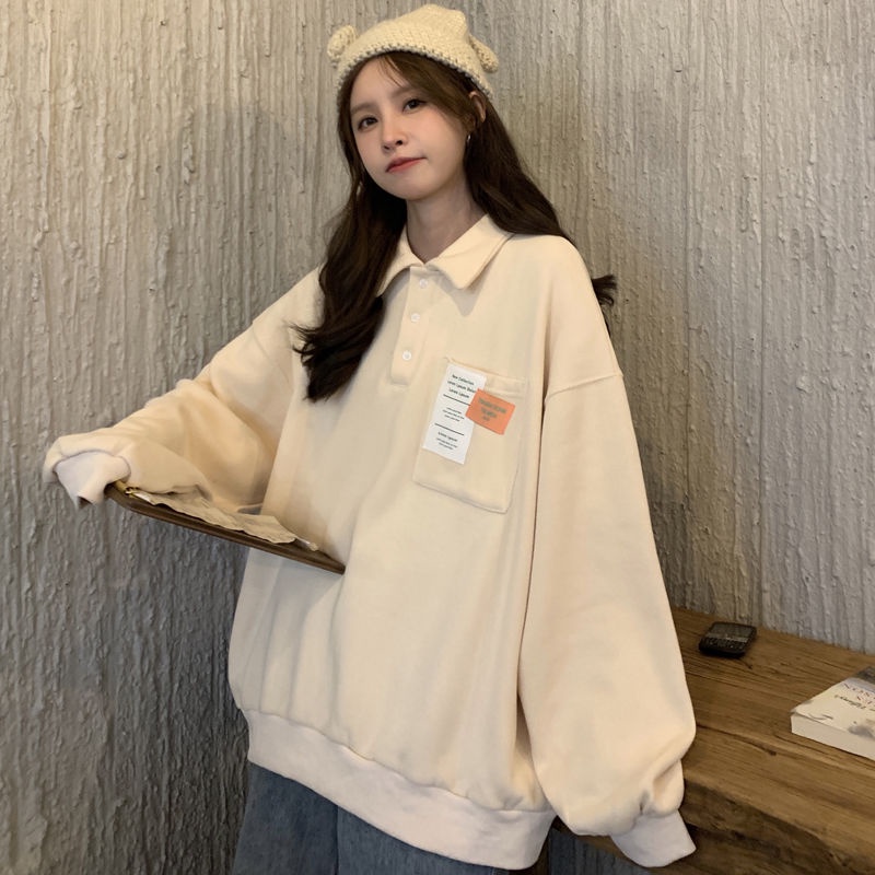 Áo Sweater Polo Dáng Rộng Phong Cách Thời Trang Vintage Mỹ 2022 Dành Cho Nữ
