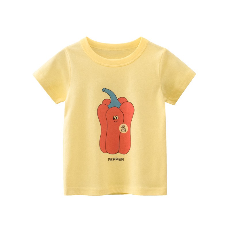 Áo bé gái 27HOME áo cotton cộc tay cho bé in hình hoa quả hàng xuất Âu Mỹ