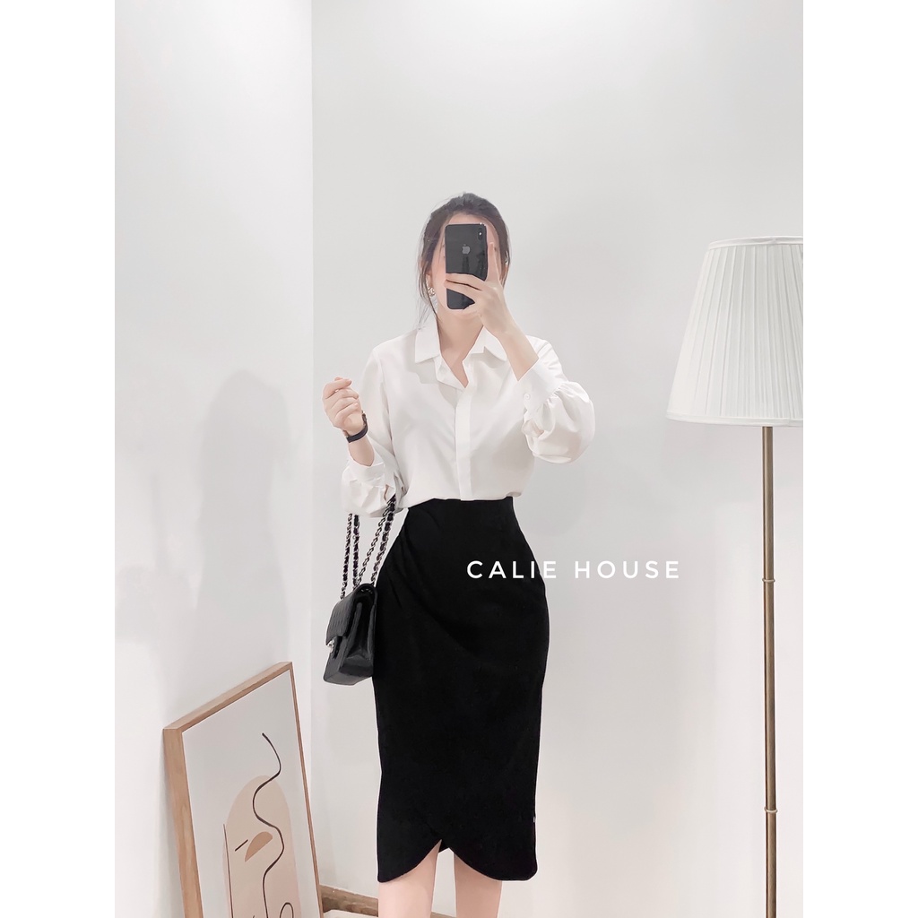 Chân váy nữ bút chì nhún eo tinh tế thanh lịch thời trang công sở Calie House CV50 | BigBuy360 - bigbuy360.vn