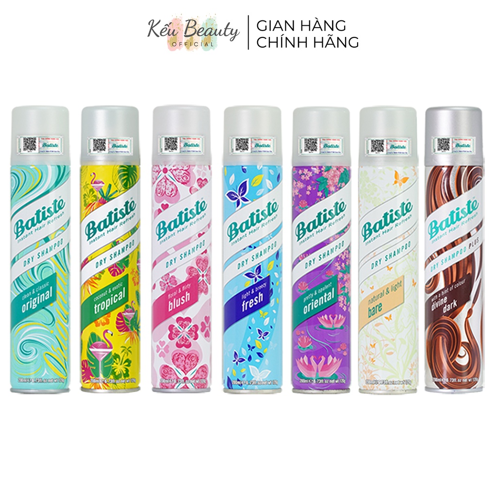 Dầu gội khô Batiste Dry Shampoo cho tóc bồng bềnh tức thì giảm bết dính 200ml