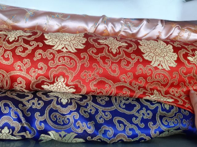 Gấm.thượng hải cao cấp xanh bích và đỏ