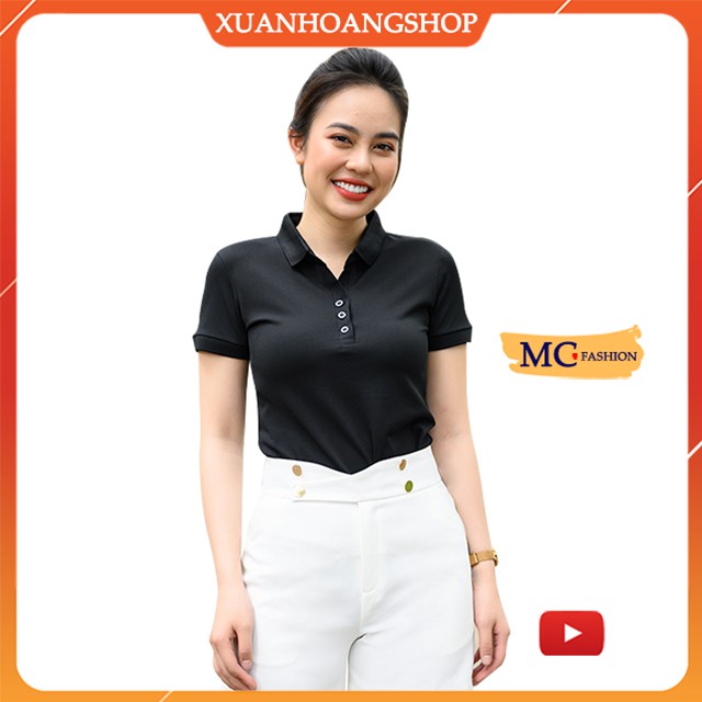 Áo Thun Nữ Đẹp Mc Fashion, Kiểu Phông Nữ Công Sở, Dáng Polo, Cổ Bẻ, Màu Đen, Trắng, Xanh Ap214.