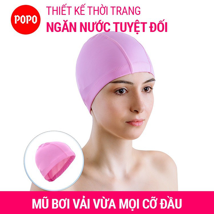 Kính bơi người lớn kèm Mũ Bịt tai kẹp mũi POPO 1940 nón vải ngăn nước, mắt chống tia UV hạn chế sương mờ