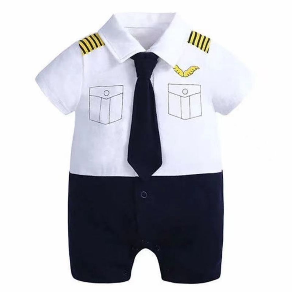 Bộ Áo Liền Quần Tay Ngắn Chất Liệu Cotton Mỏng Thời Trang Mùa Hè Cho Bé Trai