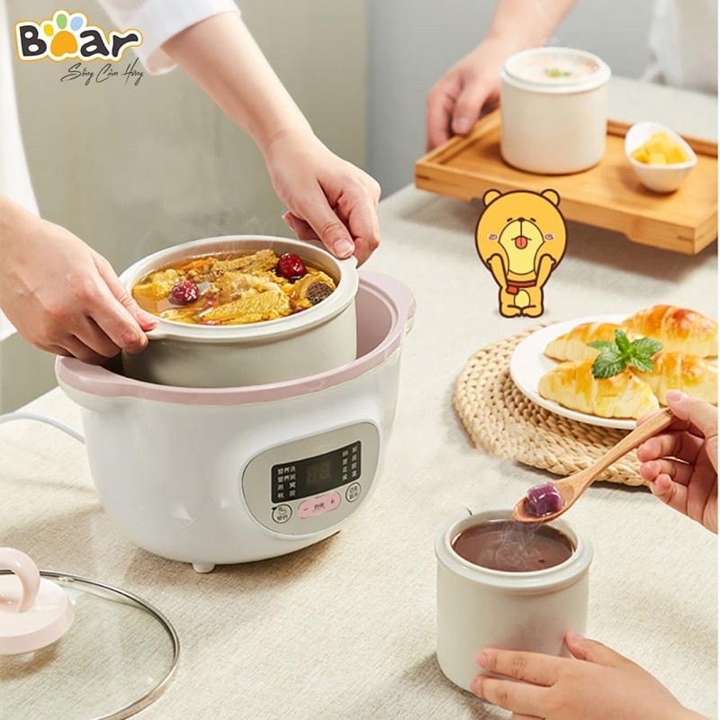 [Mã ELHADEV giảm 4% đơn 300K] Nồi nấu chậm đa năng kèm lồng hấp 1.6L Bear DDZ-D16J3