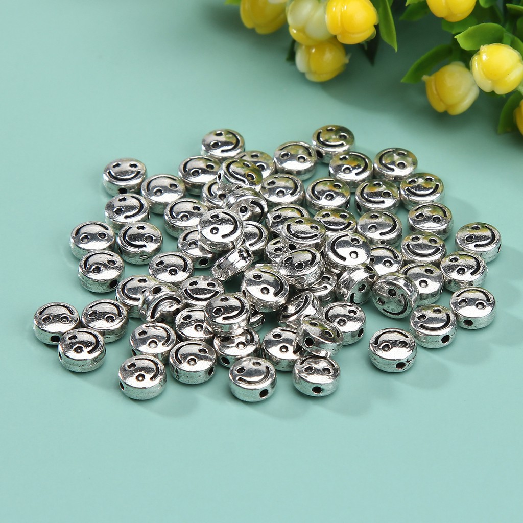 Set 10 hạt charm hình mặt cười bằng hợp kim làm trang sức thủ công | BigBuy360 - bigbuy360.vn