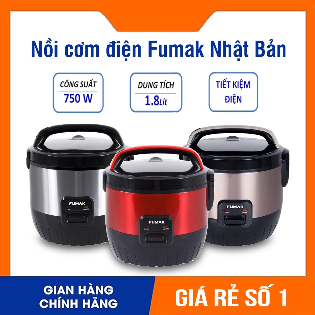 Nồi cơm điện, Nồi Cơm Fumak Nhật Bản Dung Tích 1.8L, Lòng Nồi Hợp Kim Nhôm 5 Lớp Chống Dính Bảo Hành 18 Tháng