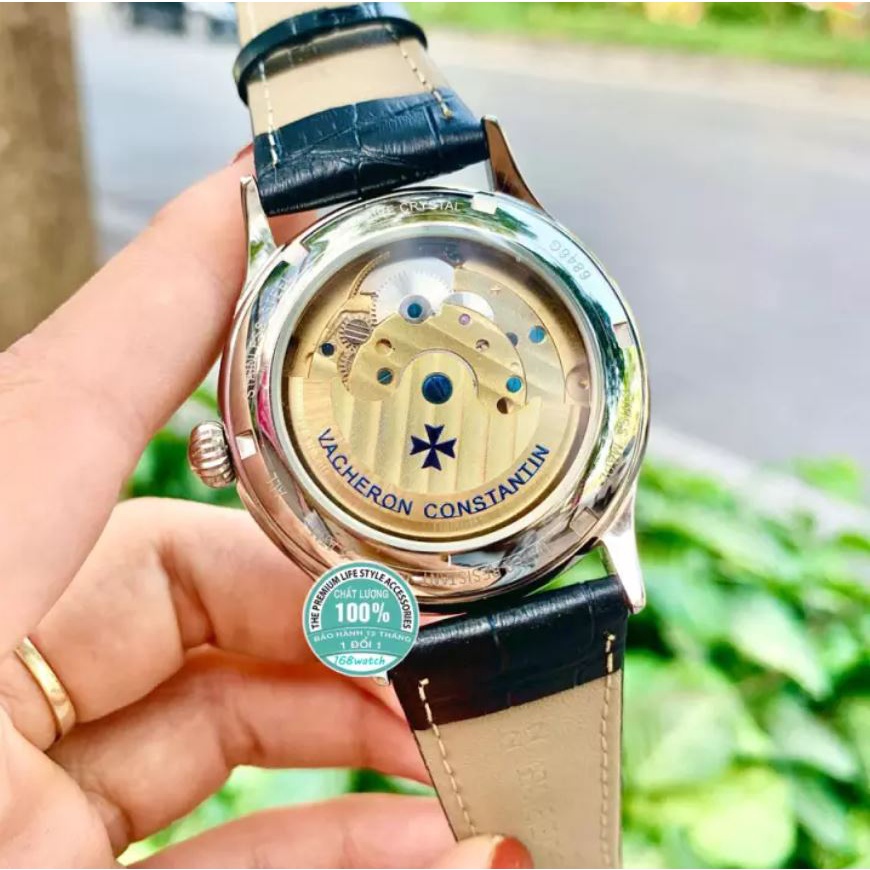 Đồng hồ Nam máy nhật, mẫu 5kim lộ cơ cánh khế, mặt đen viền vàng , dòng cơ Automatic size 40mm