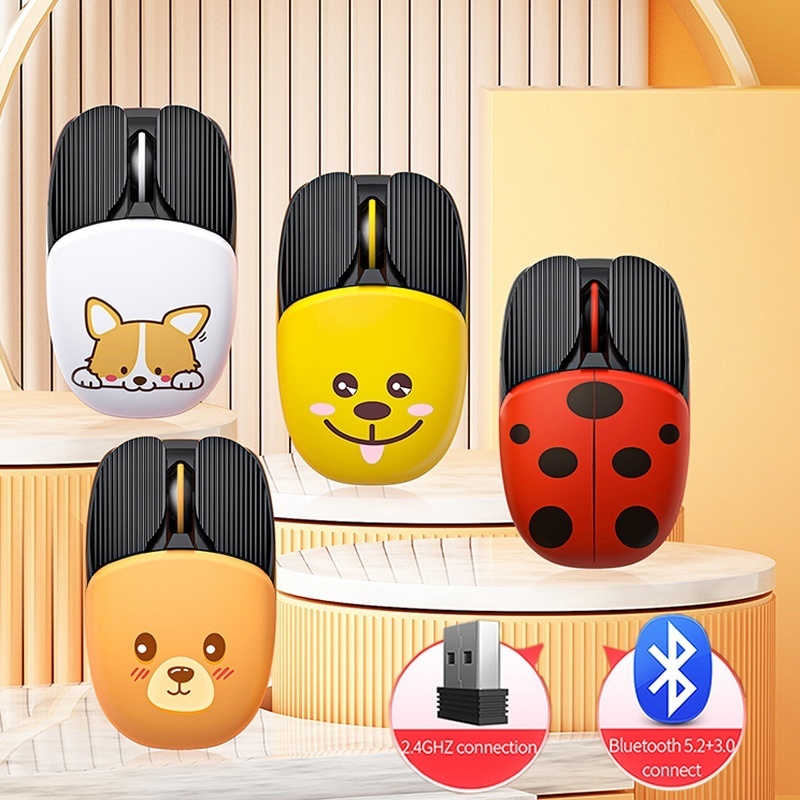Chuột không dây 2.4G + Bluetooth 3 Chế Độ Yên Tĩnh Dễ Thương