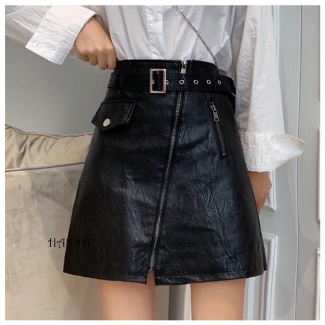Chân Váy Chữ A, Chân Váy Da Cạp Cao Túi Nắp Khóa Kéo Có Quần Trong, Kèm Belt Hàng Quảng Châu Cao Cấp Trẻ Trung | Hanna | BigBuy360 - bigbuy360.vn