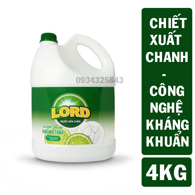 Nước rửa chén Lord cao cấp tinh chất chanh 4kg