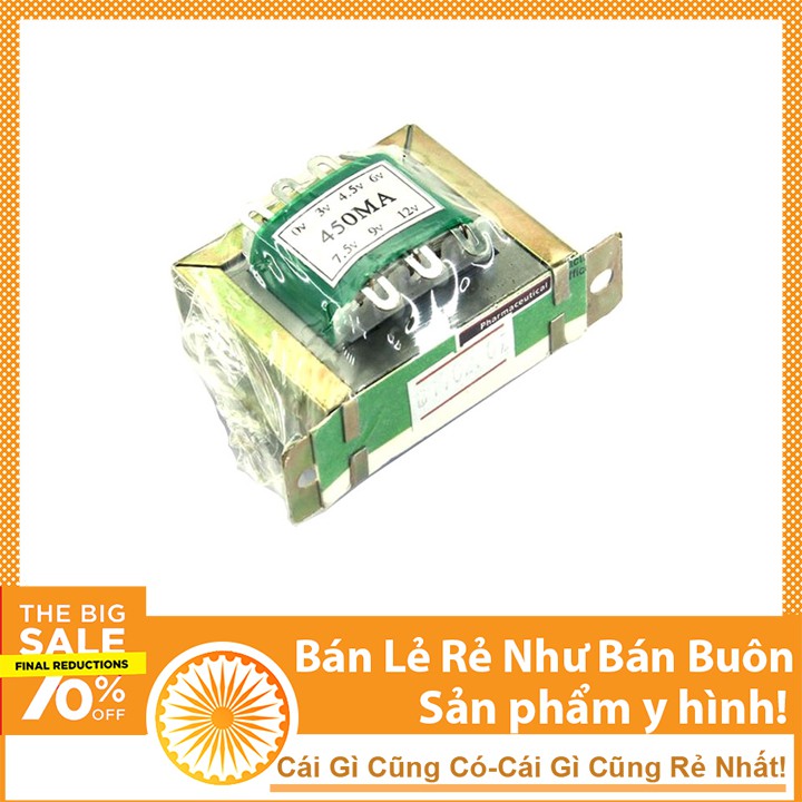 Biến Áp 0V 3.5V 5.5V 6V 7.5V 9V 12V ( 450MA , 480g )