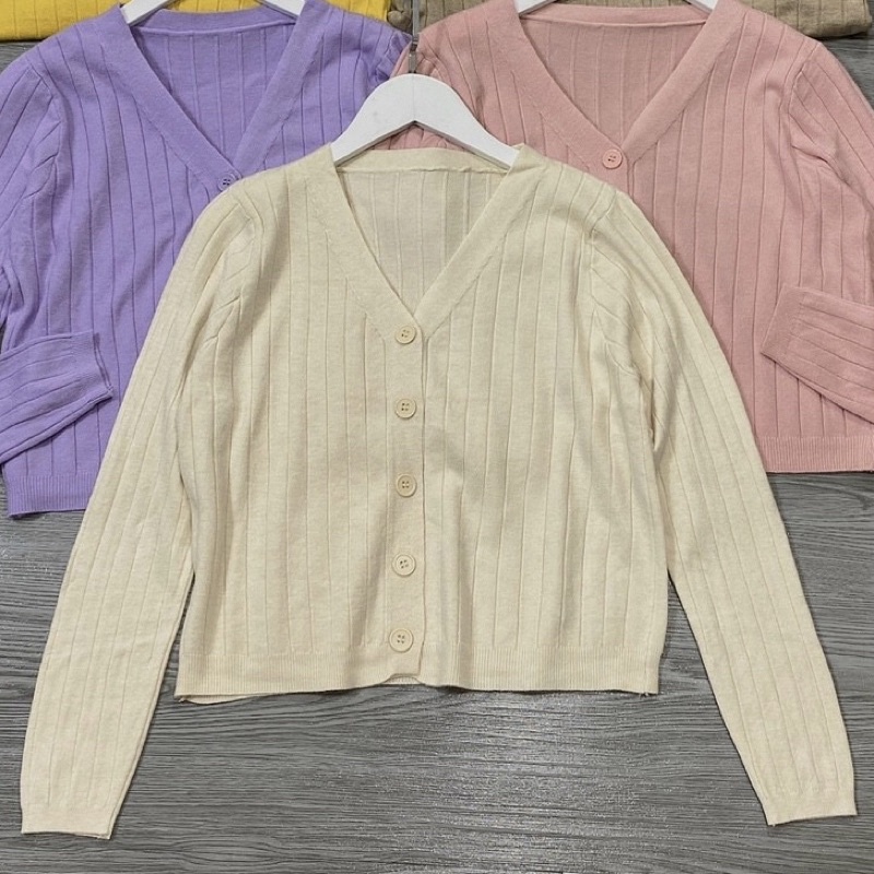 Áo len cardigan trơn JEANIE, áo khoác croptop chất len mỏng mịn không dão nhiều màu, hàng Quảng Châu