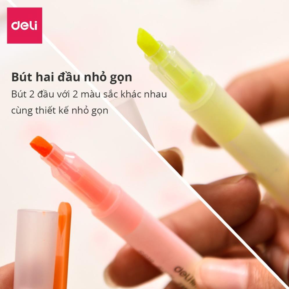 Set bút highlight nhấn dòng đa năng Deli - dùng để ghi nhớ - hộp 5 chiếc - S619 .