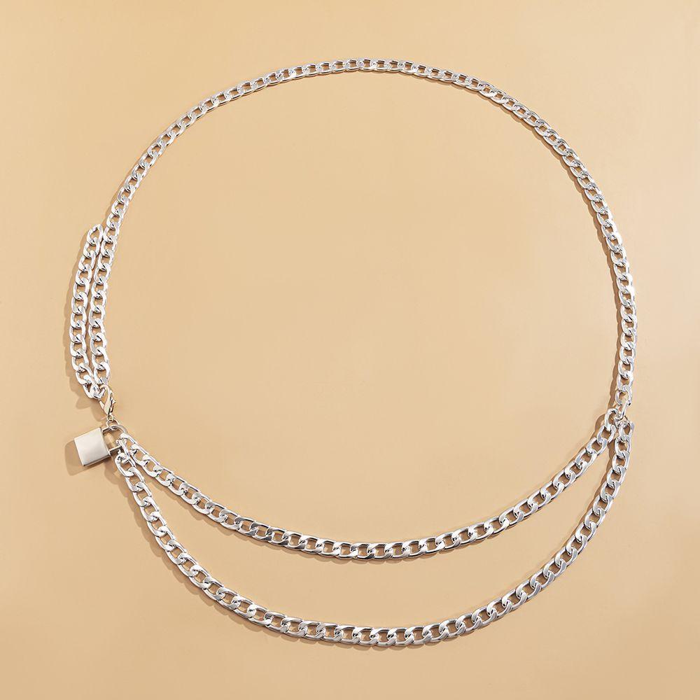 Thắt Lưng Dây Xích Hai Lớp Phong Cách Punk Đơn Giản Dễ Phối Đồ