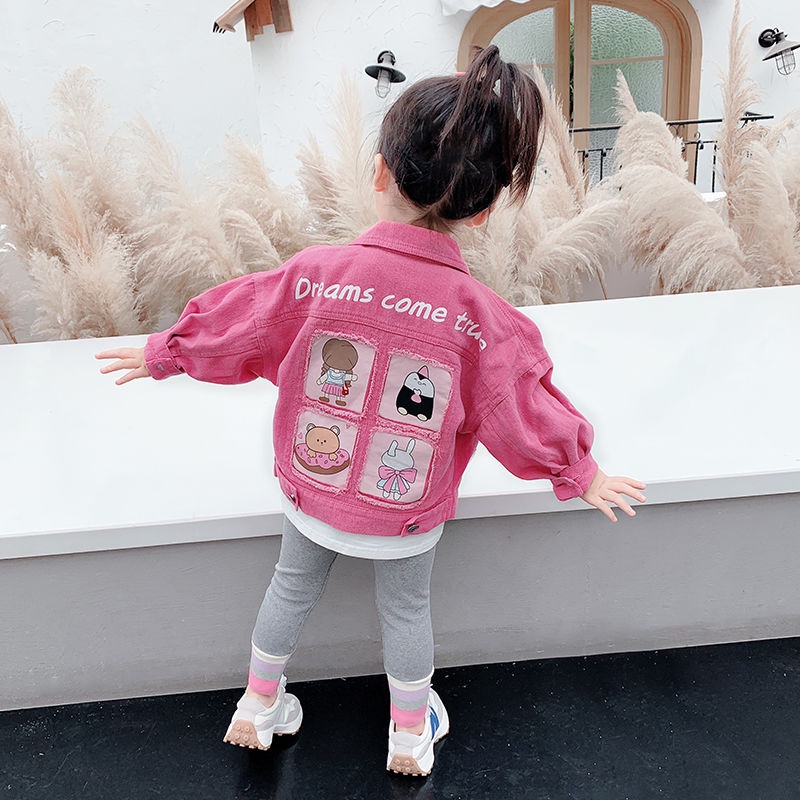 Áo Khoác Denim Màu Hồng Thời Trang Mùa Xuân Mới Cho Bé Gái