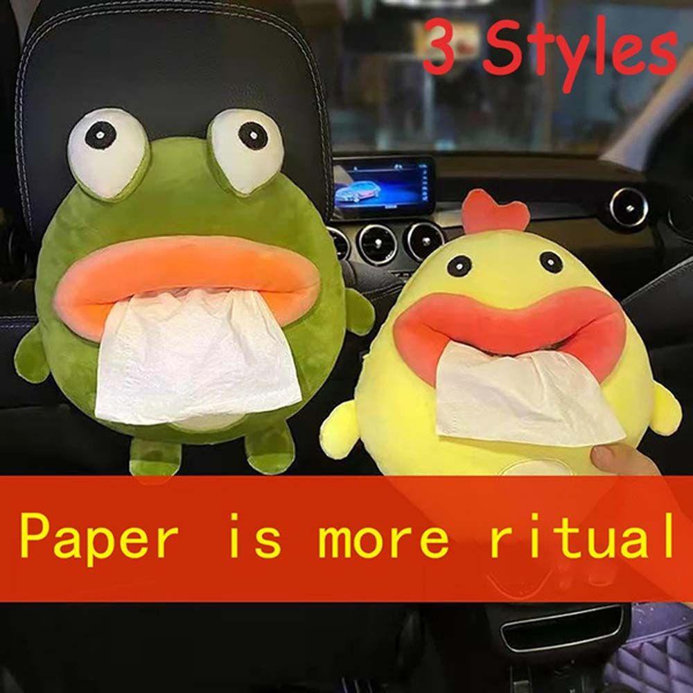 Hộp Đựng Khăn Giấy Đa Năng Hình Chú Ếch Hoạt Hình Đáng Yêu Kèm Móc Treo Tiện Dụng Cho Xe Hơi VANES1 Ốp