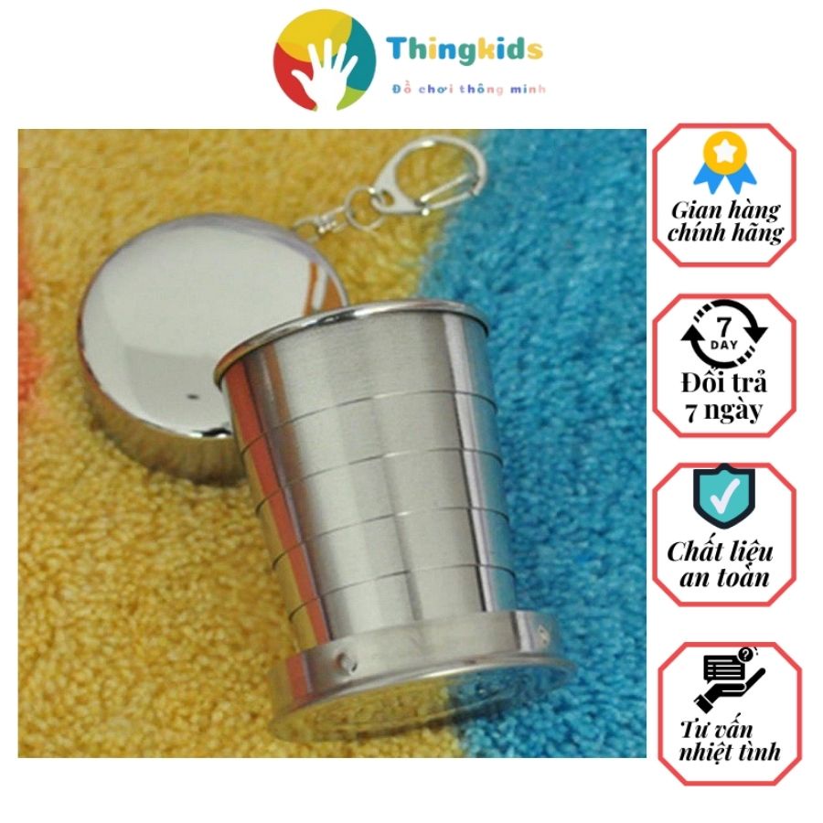 Cốc uống trà inox di động 60ml Cốc gấp gọn du lịch ngoài trời tiện lợi. - Thingkids