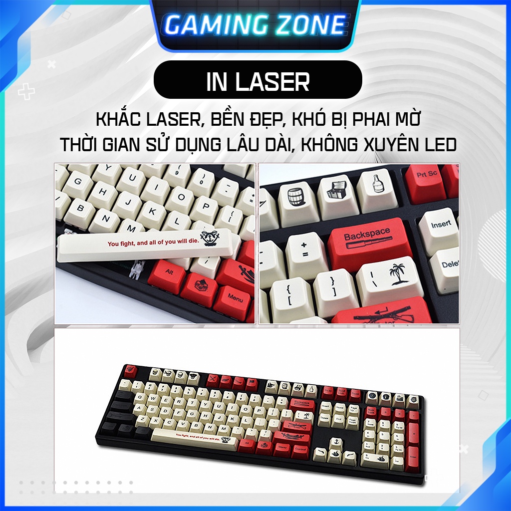 Keycap bàn phím cơ Caribe/Pixel/VideoGame/User nhựa PBT 108 phím siêu đẹp