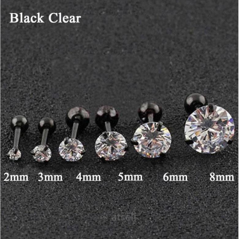 Bông Tai Đính Đá Zircon Bằng Thép Không Gỉ Thời Trang