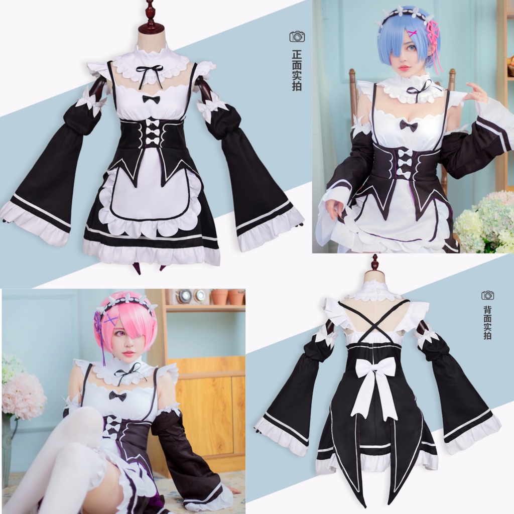 Set đồ cosplay Ram Rem re:zero hầu gái váy maid