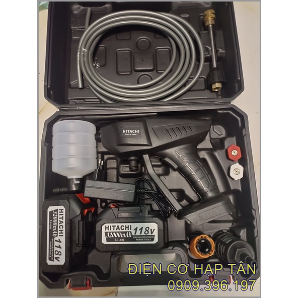 MÁY RỬA XE DÙNG PIN HITACHI 118V - MÁY RỬA XE GIA ĐÌNH - MÁY XỊT TƯỚI HOA RỬA SÂN TIỆN LỢI CẦM TAY – MẪU MỚI – MÁY RỬA M