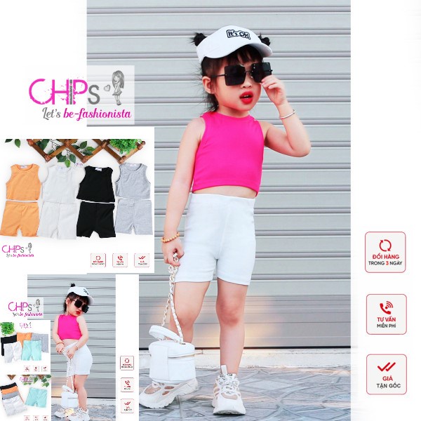 Set Đồ Mùa Hè Bé Gái Áo Croptop Ôm Body Quần Legging Đáng Yêu