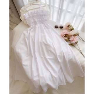 Đầm maxi 2 dây nhún chỉ nơ lưng