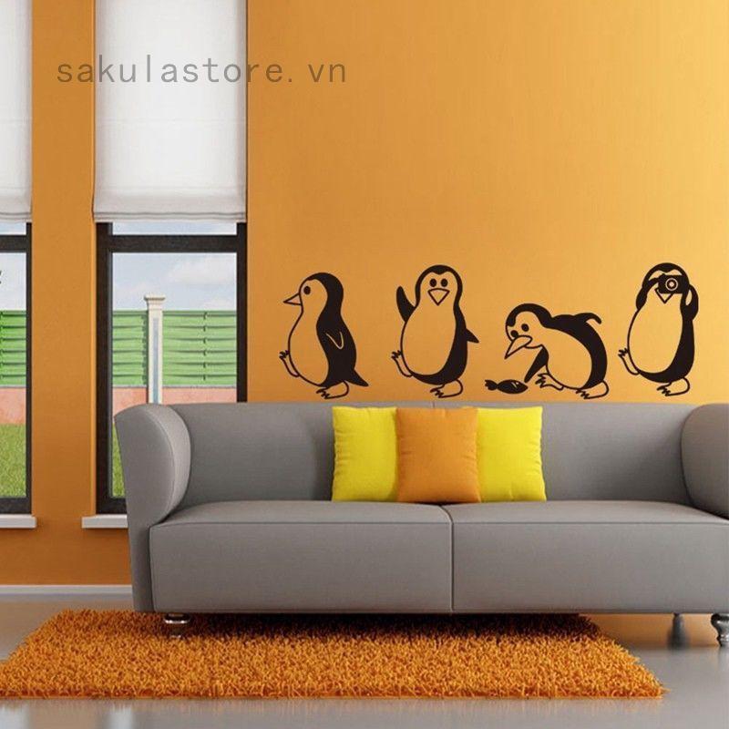 Miếng dán trang trí tường hình chim cánh cụt có thể tái sử dụng