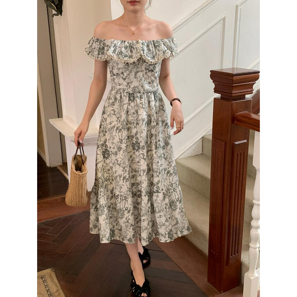 Đầm Hoa Không Tay Nhún Bèo Phong Cách Retro Pháp 62796