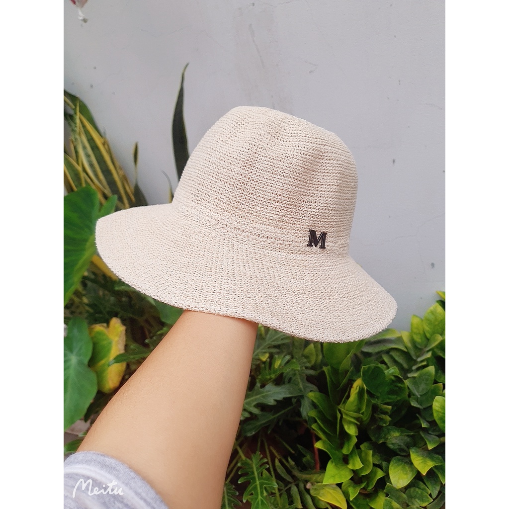 Mũ cói nữ chữ M rộng vành