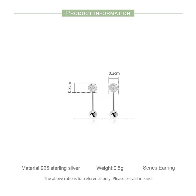 Đôi khuyên tai BAMOER bạc 925 hai đầu bóng tròn độc đáo thời trang