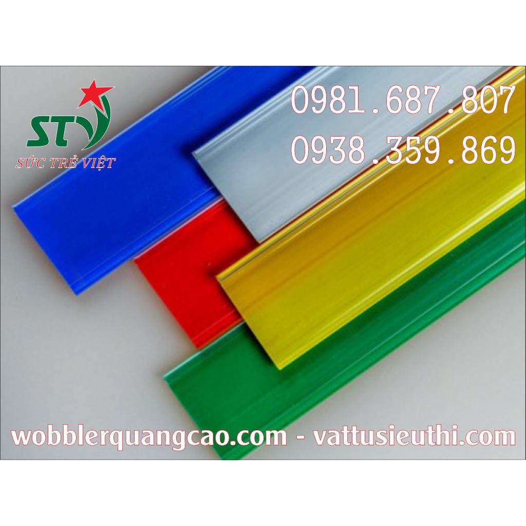 Nẹp dán kệ gỗ, nẹp hiển thị bảng giá, nẹp gài kệ siêu thị, nẹp siêu thị