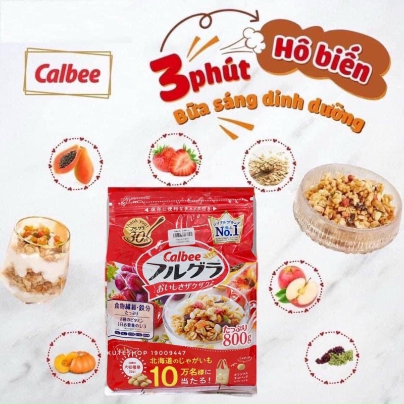 [T10/2022] Ngũ cốc trái cây Calbee Nhật chính hãng 750gr (Fruit &amp; Frozen Q3)