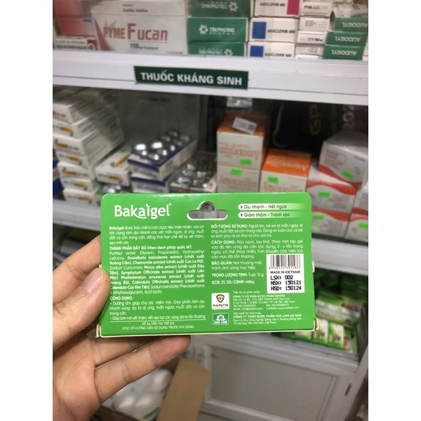 Bakaigel-Gel Bôi Da Trẻ Em Ngừa Vết Thâm Do Muỗi, Côn Trùng Đốt Tuyp 15gr